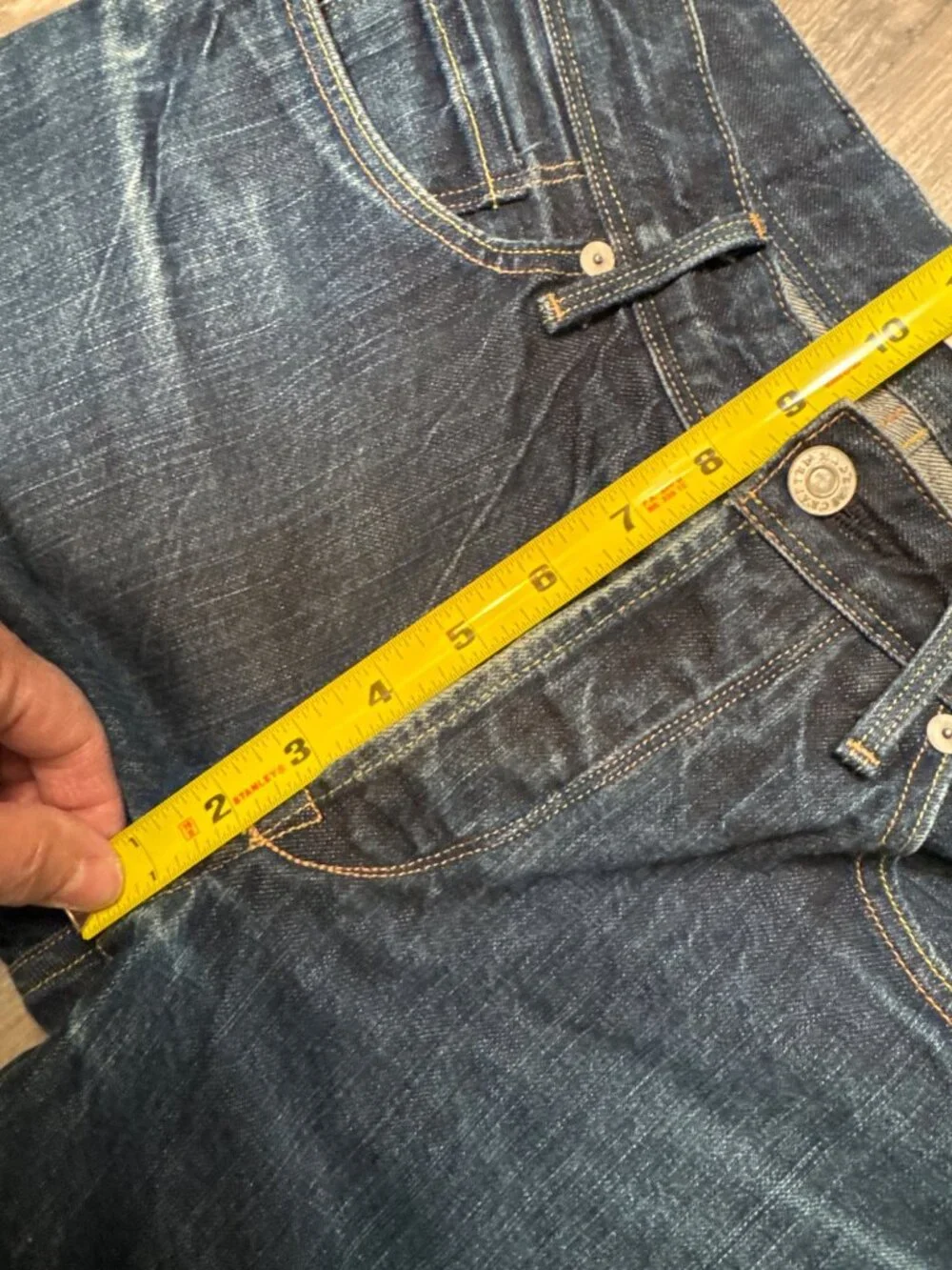 Levis Made & Crafted Mens Ruler Straight Jeans W29 Bovine Leather Patch Button F